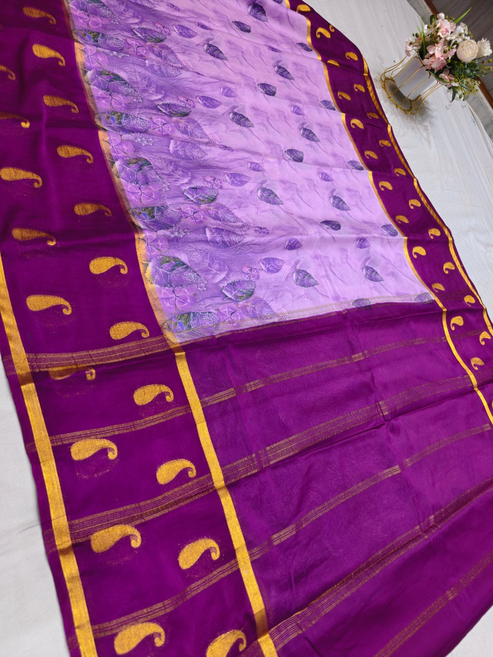 MAGENTA BORDER WITH LAVENDER BODY DIGITAL PRINT