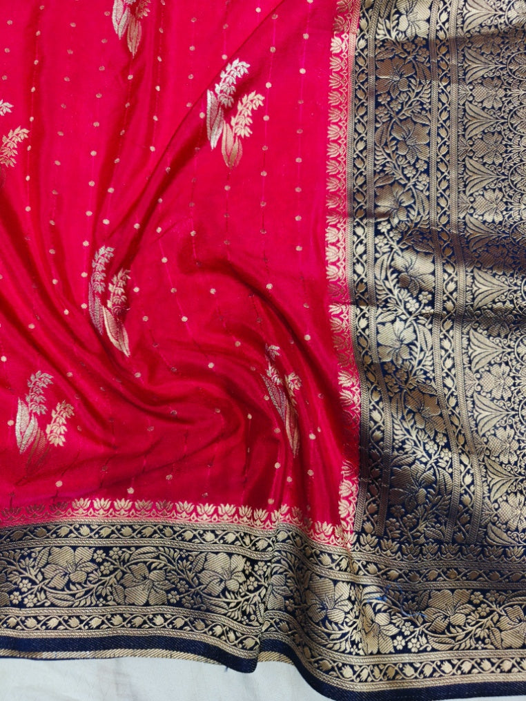 RANI COLOUR KHADDI GEORGETTE WITH NAVY BLUE BORDER