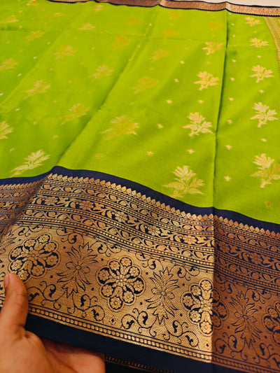 PARROT GREEN WITH BLACK BORDER BANARASI TRENDING