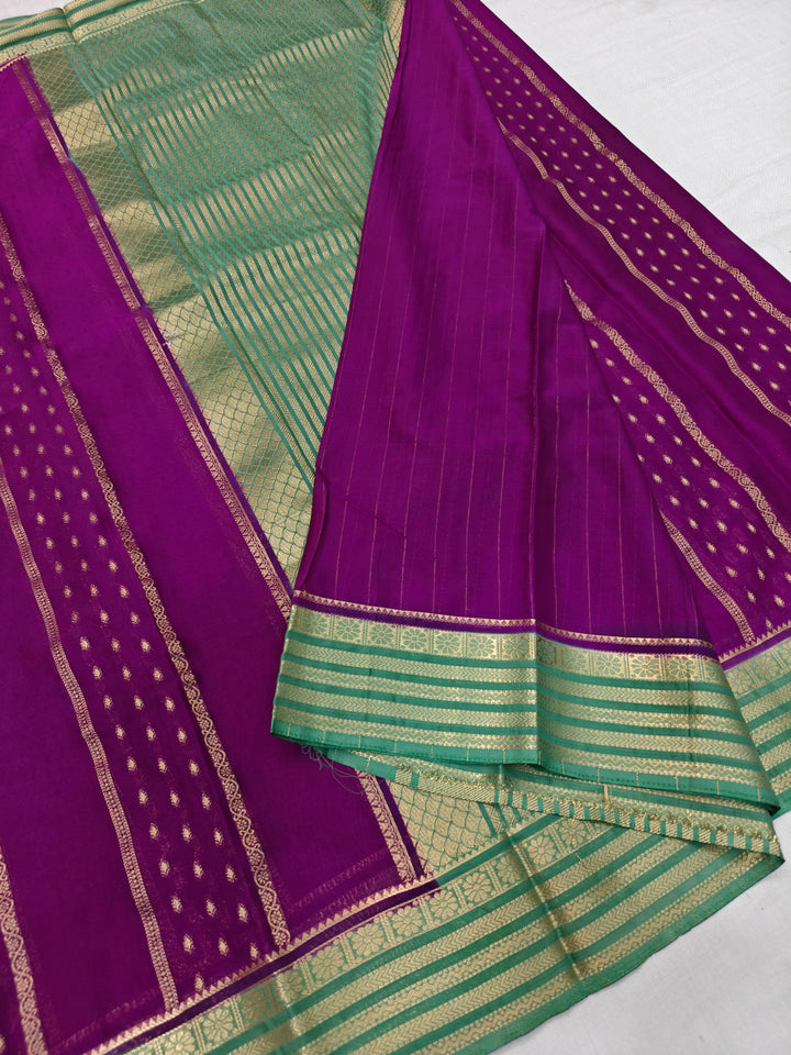 MAGENTA CREPE WITH GREEN BORDER