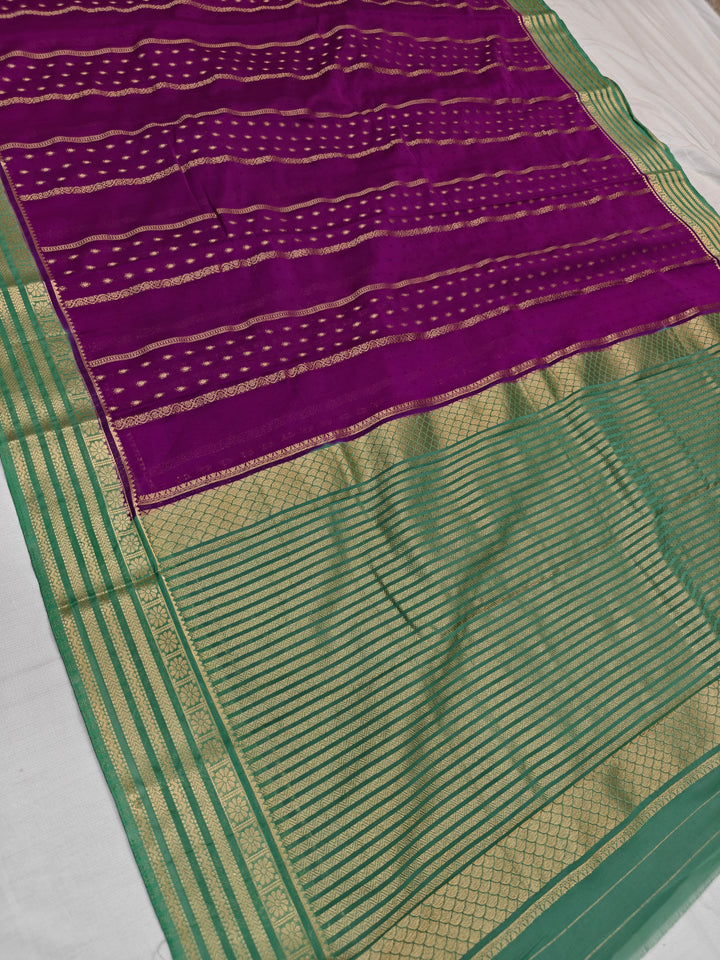 MAGENTA CREPE WITH GREEN BORDER