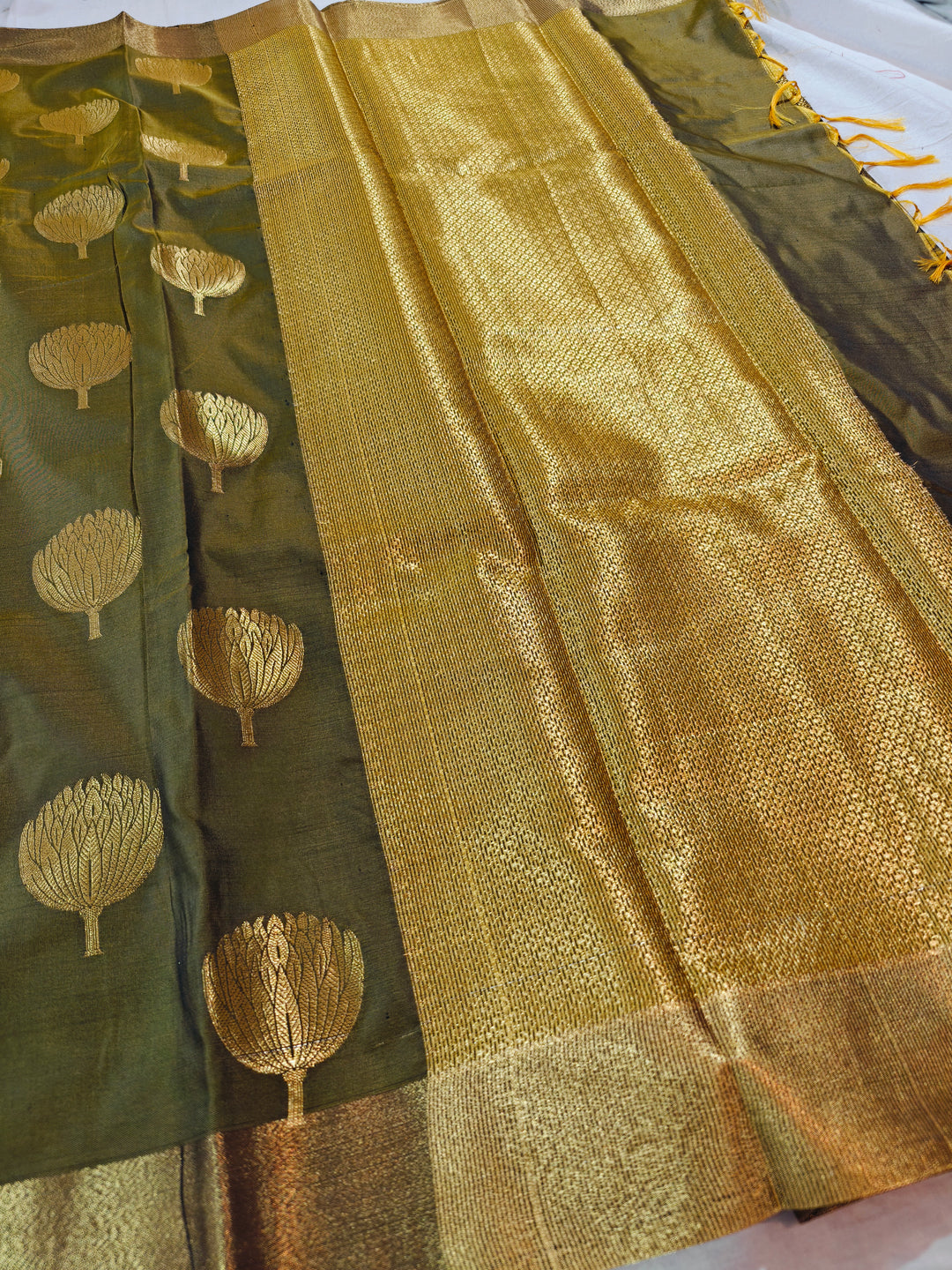 DHAANI GREEN COLOUR BANARASI SOFT PATTU SILK