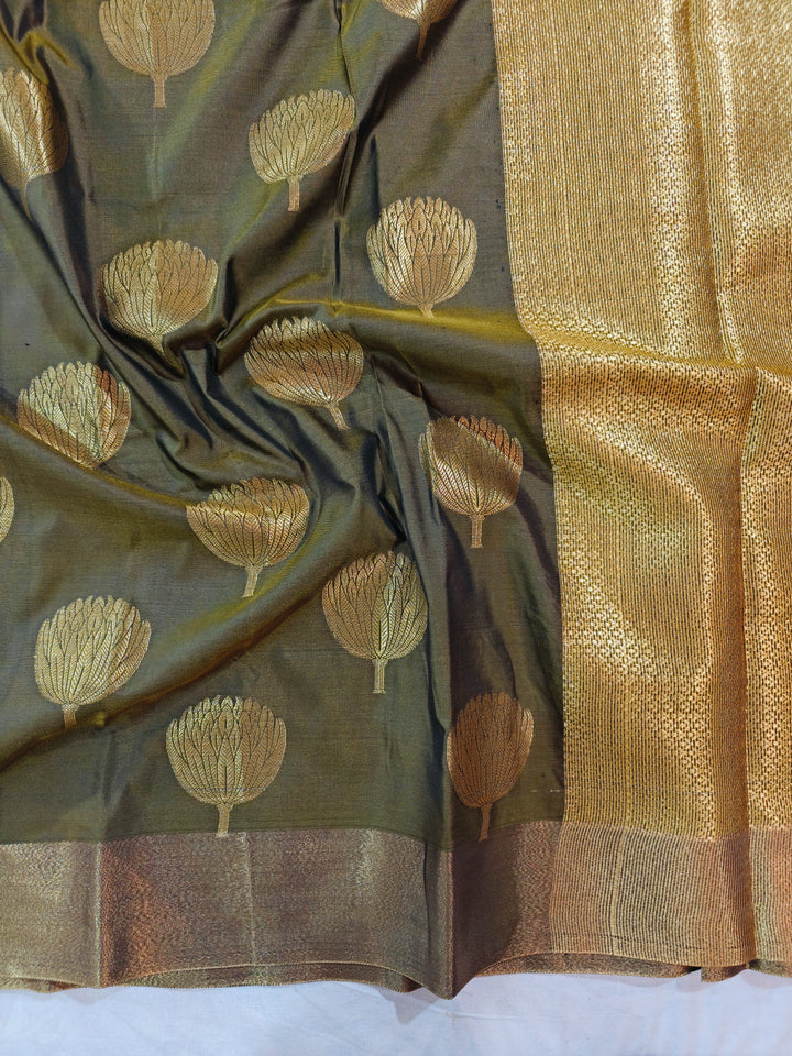 DHAANI GREEN COLOUR BANARASI SOFT PATTU SILK