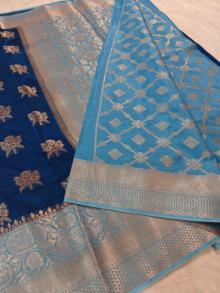 GERMAN BLUE RUSSIAN SILK WITH SKY BLUE BORDER