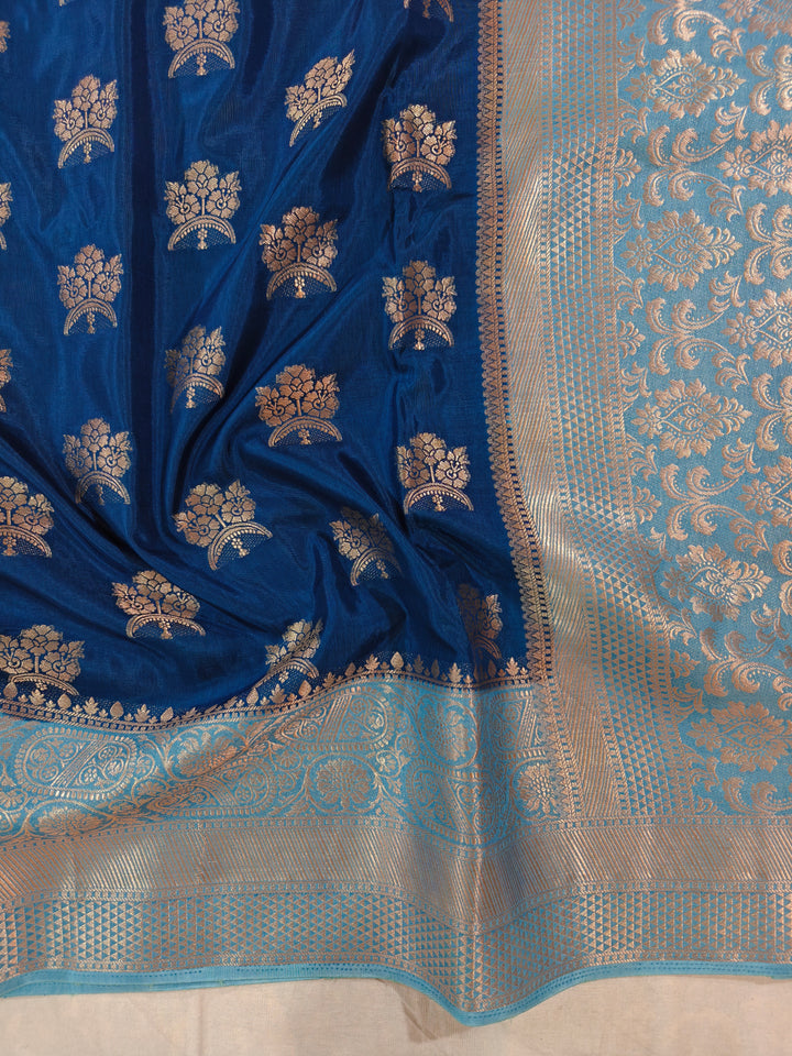 GERMAN BLUE RUSSIAN SILK WITH SKY BLUE BORDER