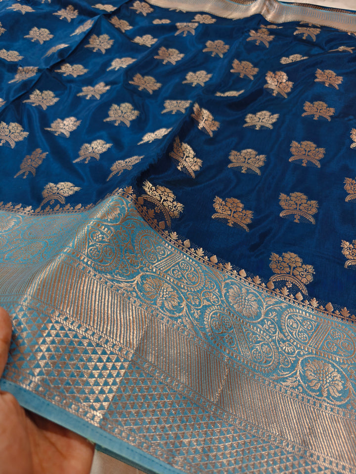 GERMAN BLUE RUSSIAN SILK WITH SKY BLUE BORDER