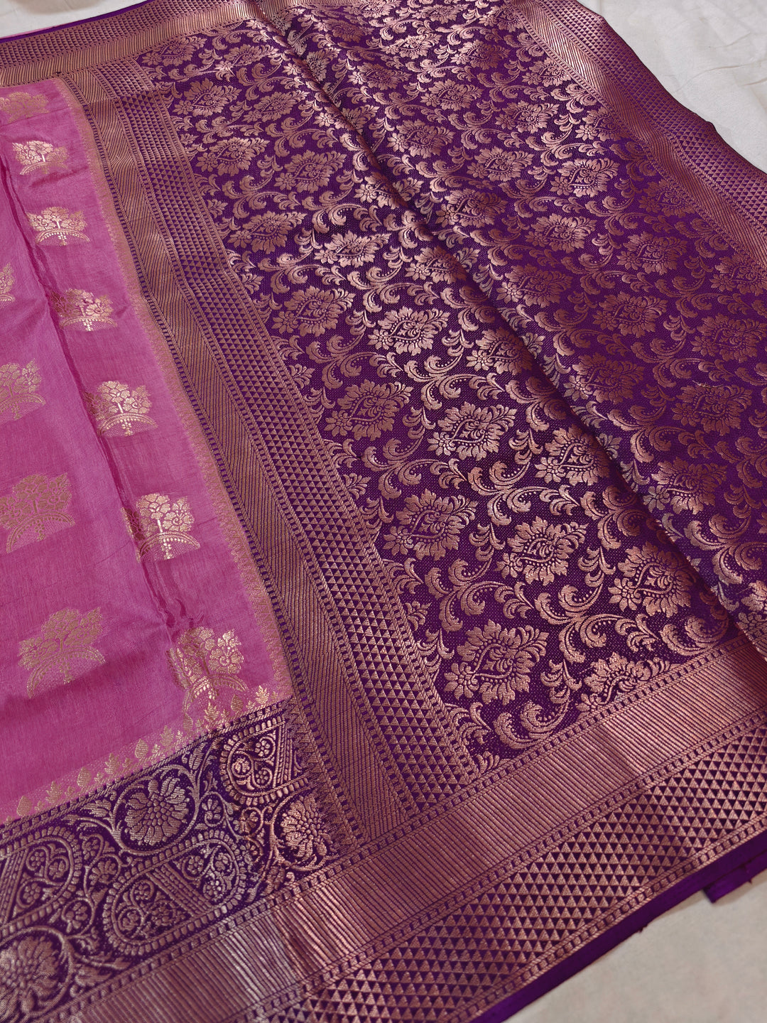 LAVENDER RUSSIAN SILK WITH MAGENTA BORDER