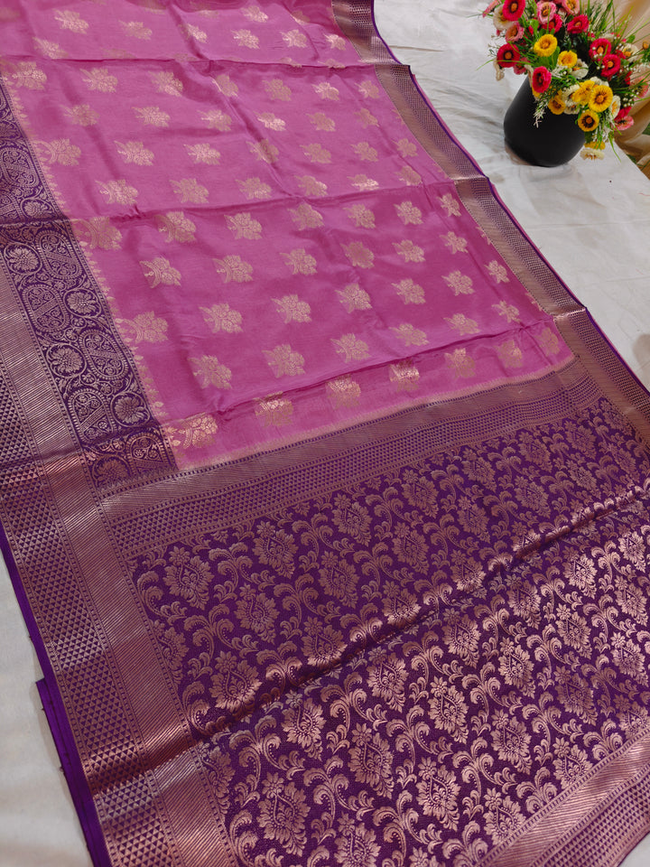 LAVENDER RUSSIAN SILK WITH MAGENTA BORDER