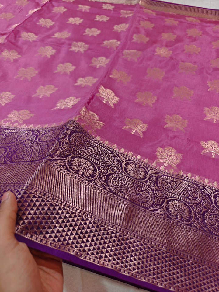 LAVENDER RUSSIAN SILK WITH MAGENTA BORDER