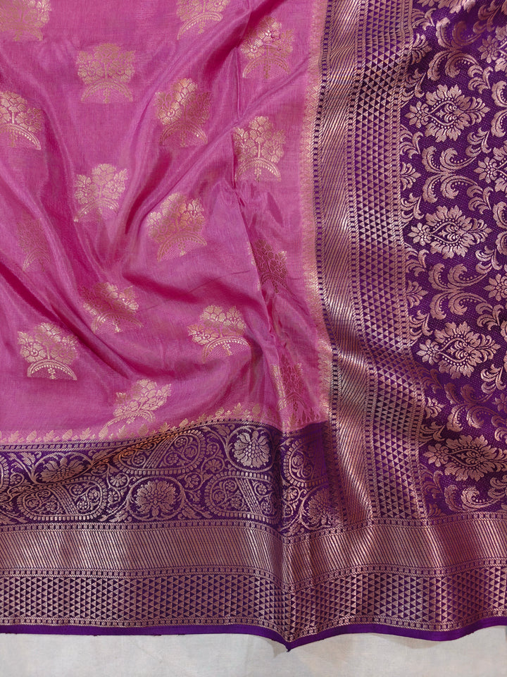 LAVENDER RUSSIAN SILK WITH MAGENTA BORDER