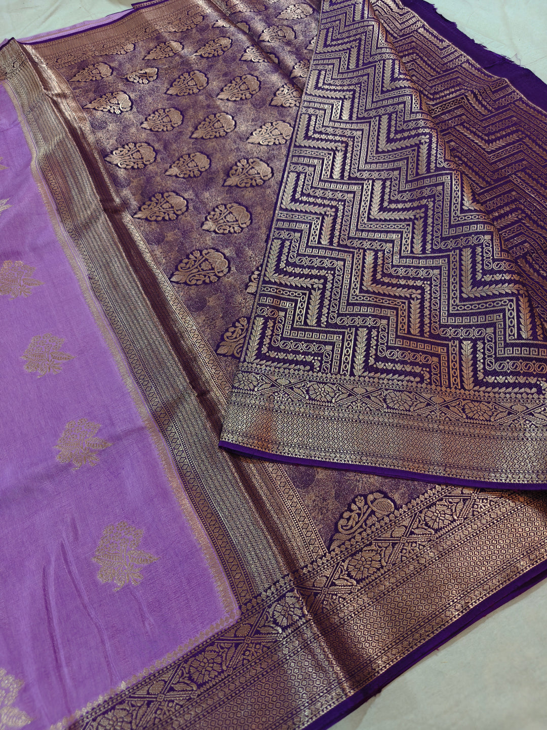 LAVENDER RUSSIAN SILK WITH PURPLE BORDER