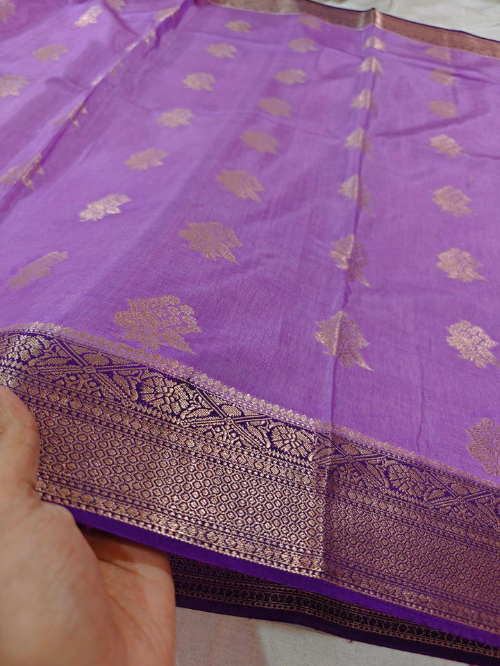 LAVENDER RUSSIAN SILK WITH PURPLE BORDER