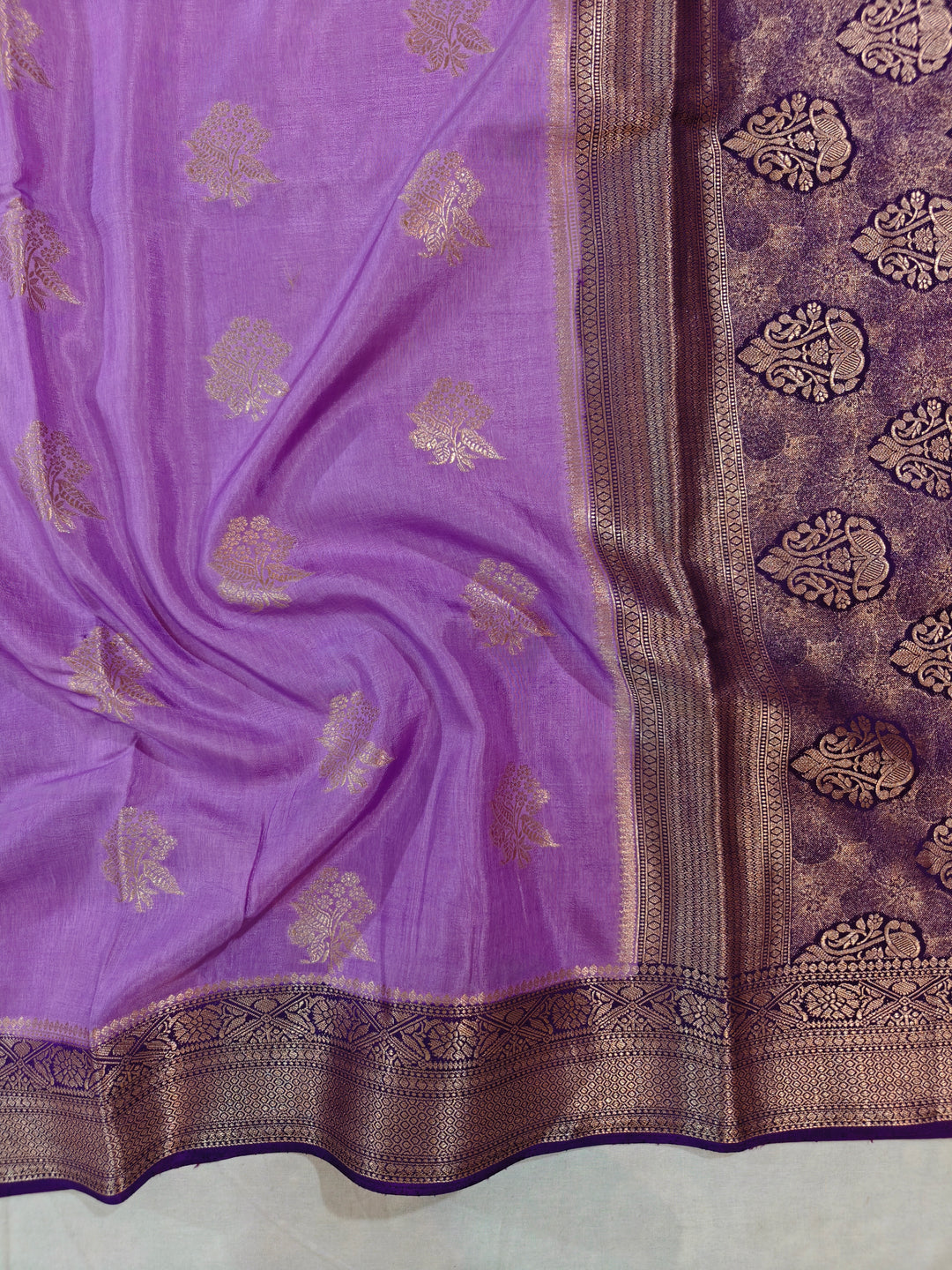 LAVENDER RUSSIAN SILK WITH PURPLE BORDER