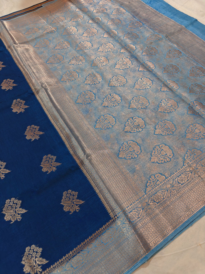 GERMAN BLUE RUSSIAN SILK WITH SKY BLUE BORDER