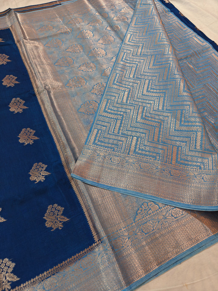 GERMAN BLUE RUSSIAN SILK WITH SKY BLUE BORDER