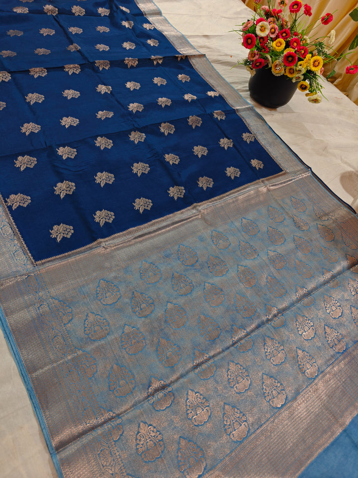 GERMAN BLUE RUSSIAN SILK WITH SKY BLUE BORDER