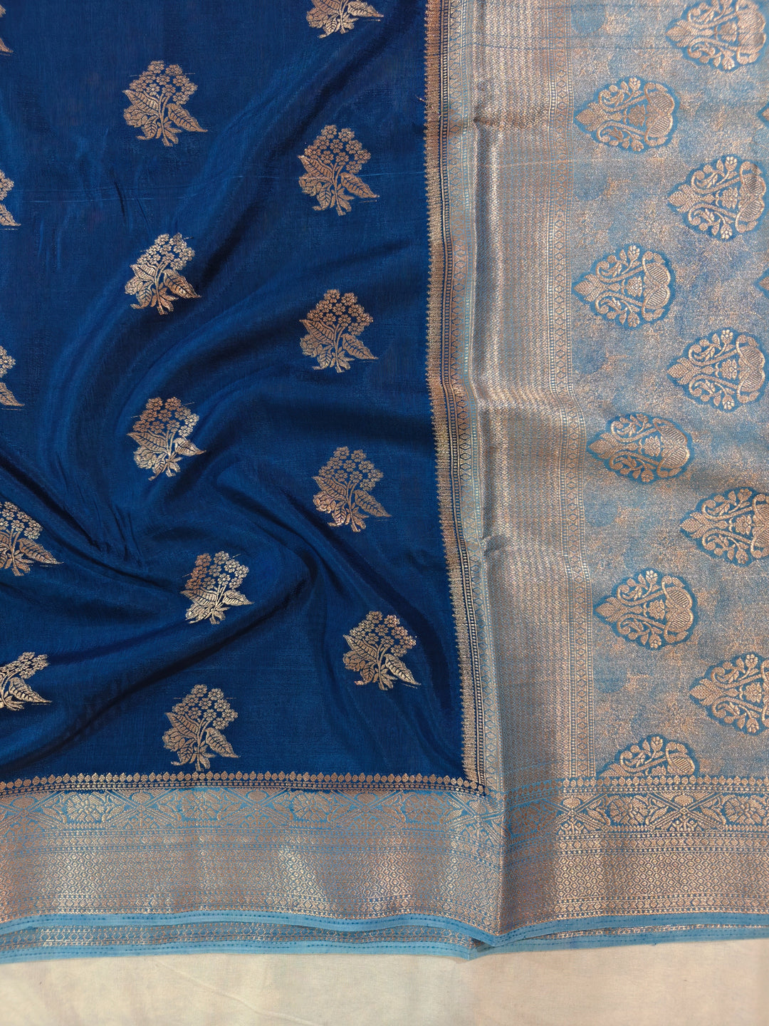 GERMAN BLUE RUSSIAN SILK WITH SKY BLUE BORDER