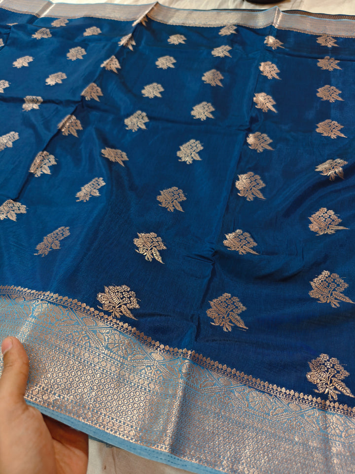 GERMAN BLUE RUSSIAN SILK WITH SKY BLUE BORDER