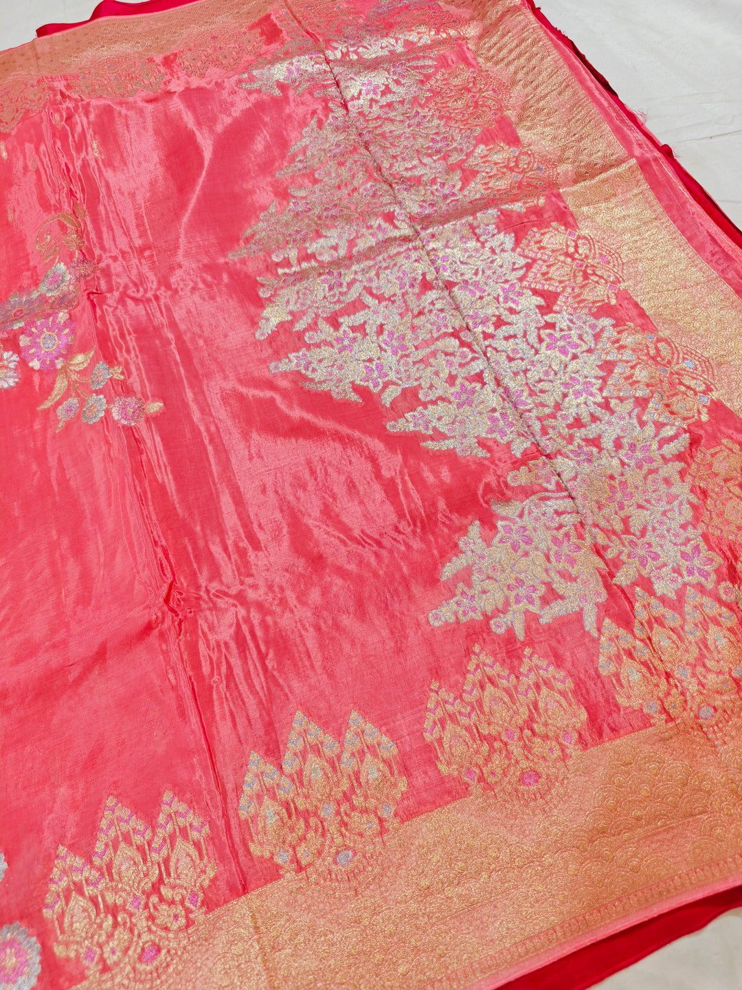 KOREAN SILK IN BABY PINK WITH MULTI BOOTA