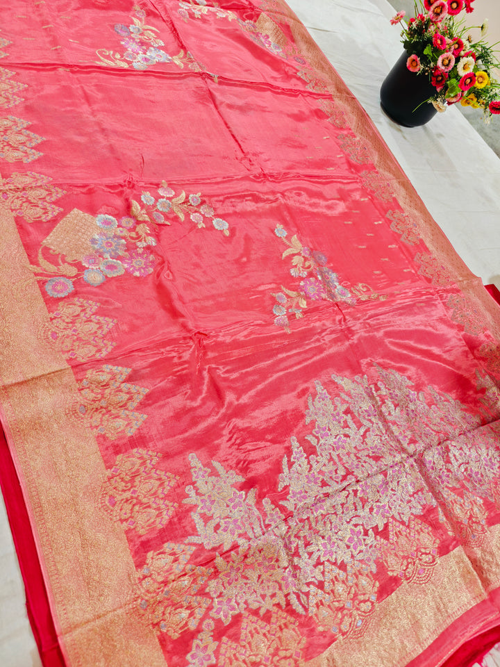 KOREAN SILK IN BABY PINK WITH MULTI BOOTA