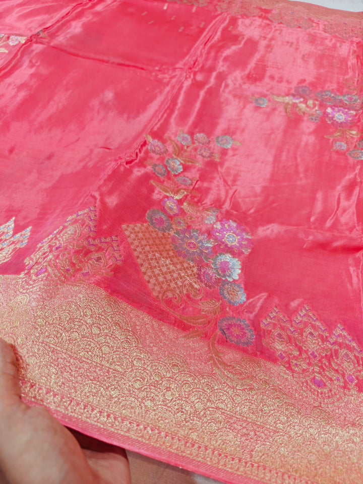 KOREAN SILK IN BABY PINK WITH MULTI BOOTA