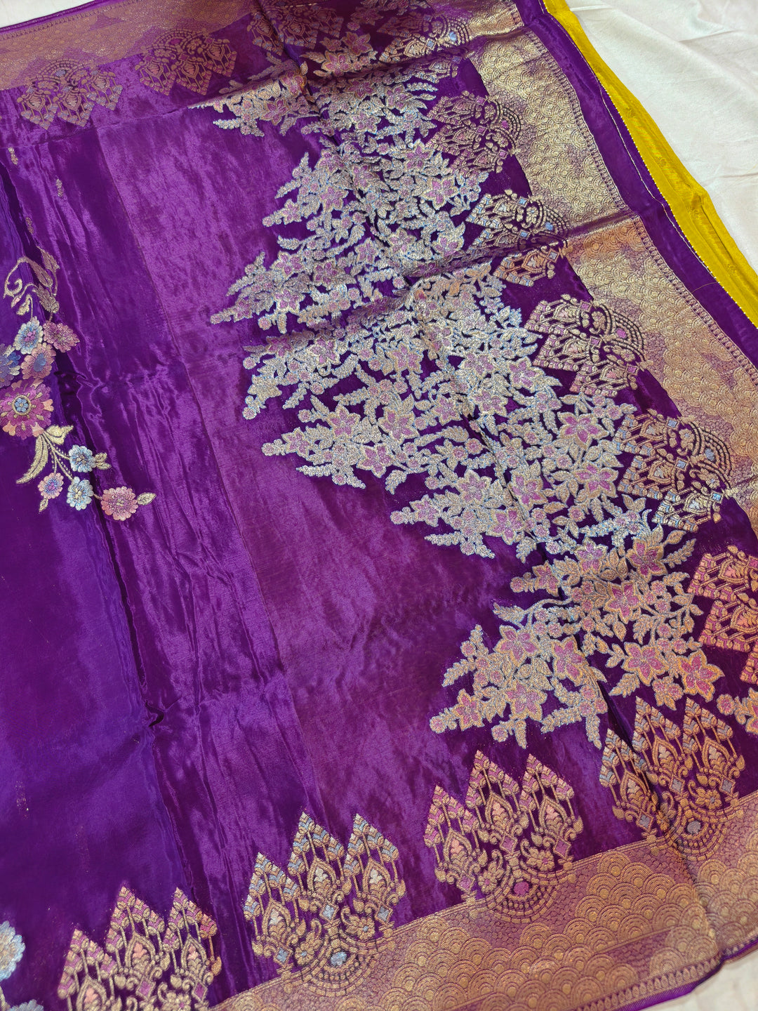 KOREAN SILK IN PURPLE WITH MULTI BOOTA