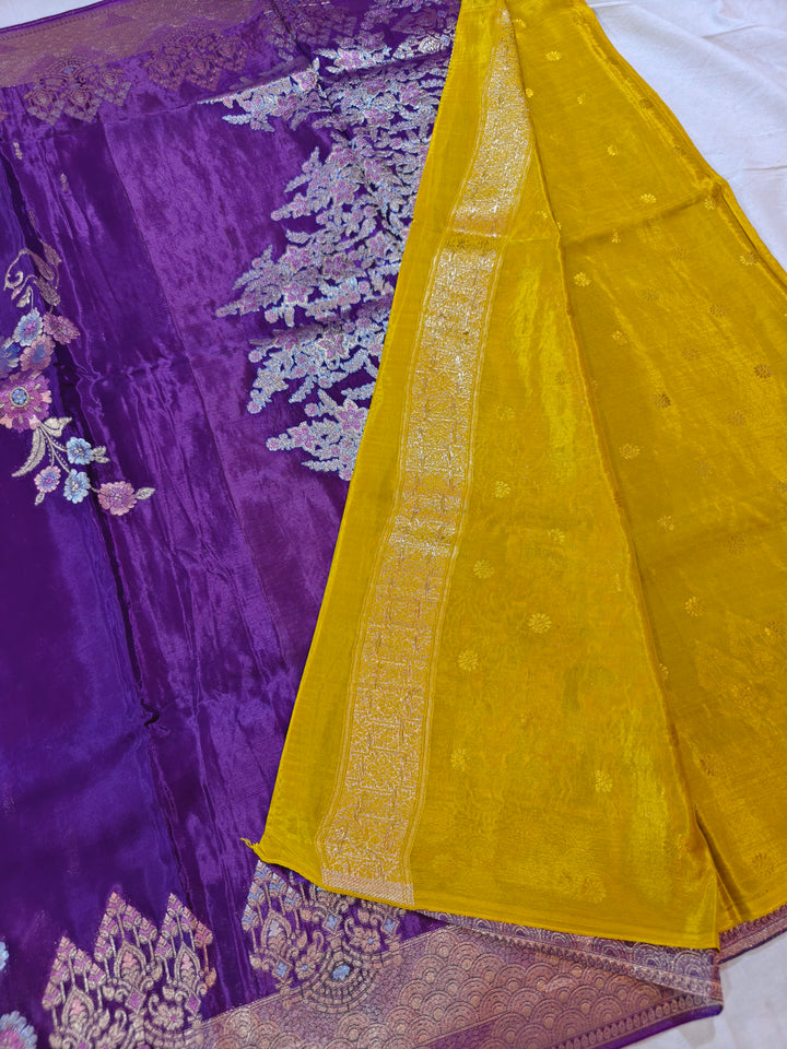 KOREAN SILK IN PURPLE WITH MULTI BOOTA