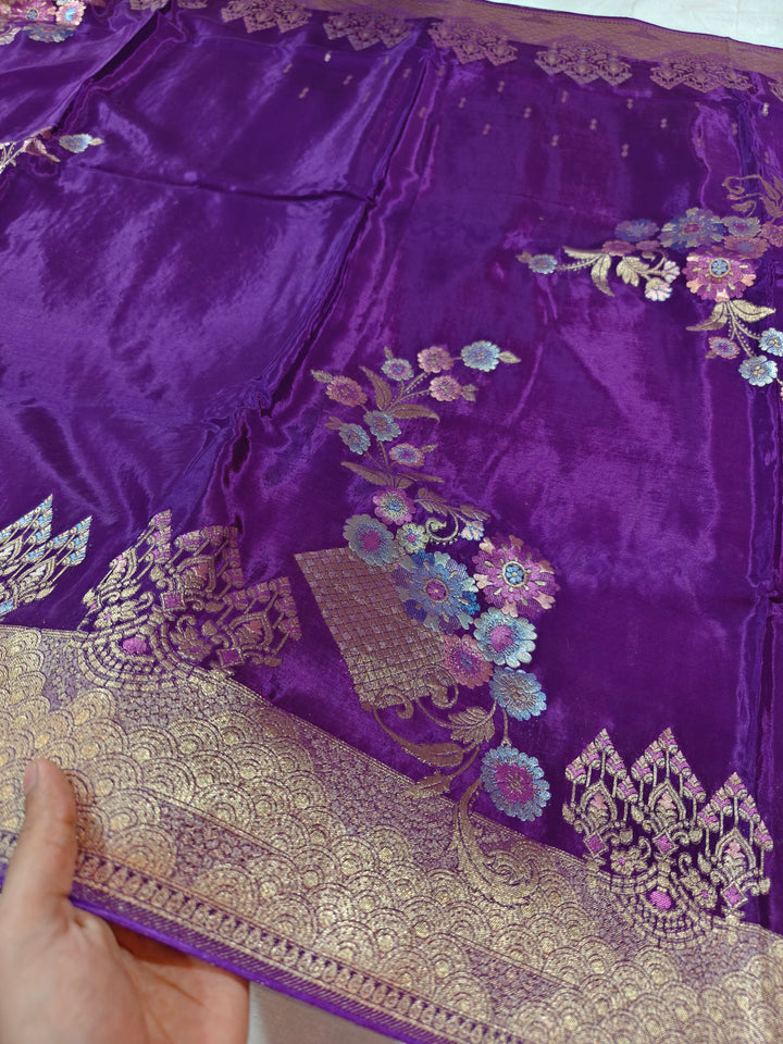 KOREAN SILK IN PURPLE WITH MULTI BOOTA