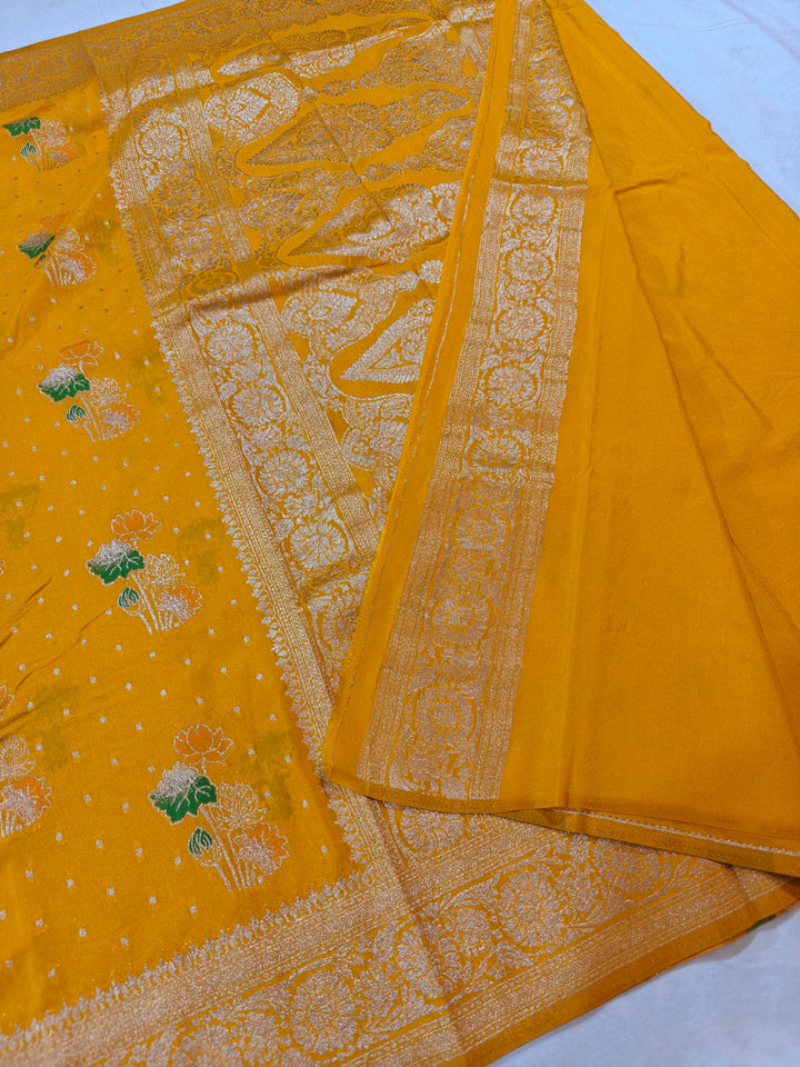 MUSTARD GOLD KHADDI GEORGETTE WITH PANCHRANG BOOTA