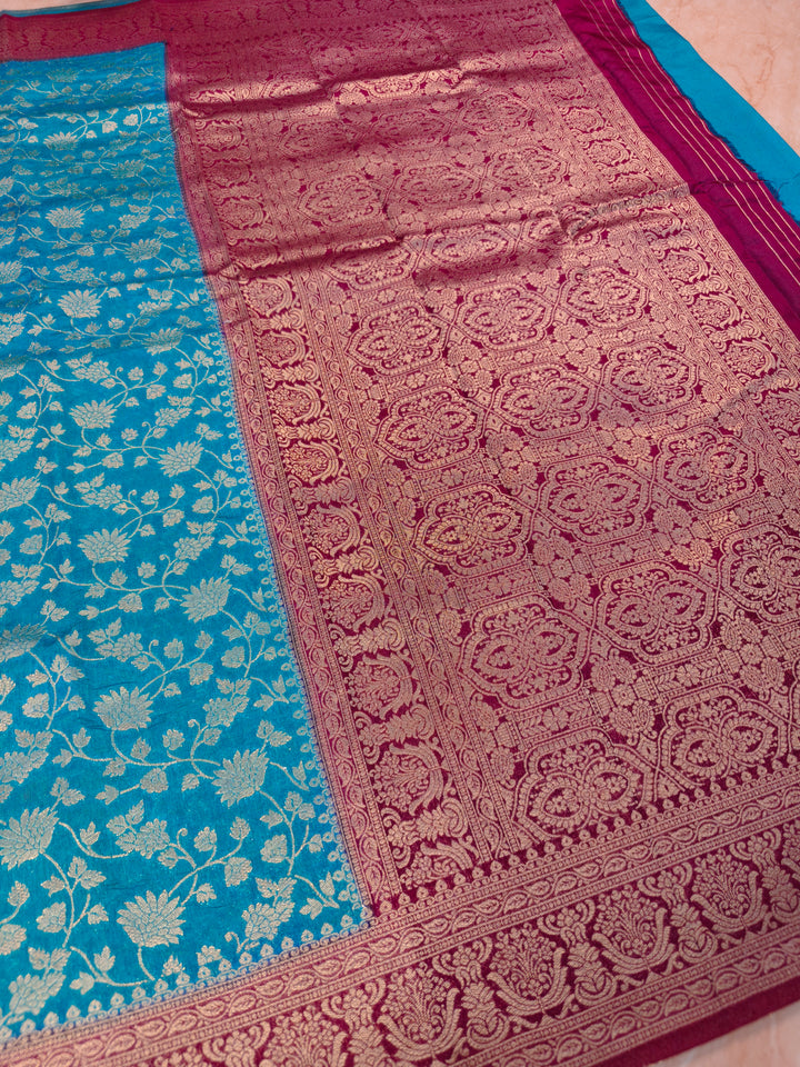 PAPER SILK IN FEROZI WITH GARNET BORDER