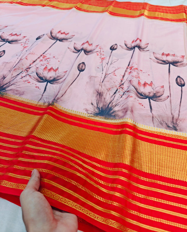 BRIGHT RED WITH BABY PINK BODY DIGITAL PRINT