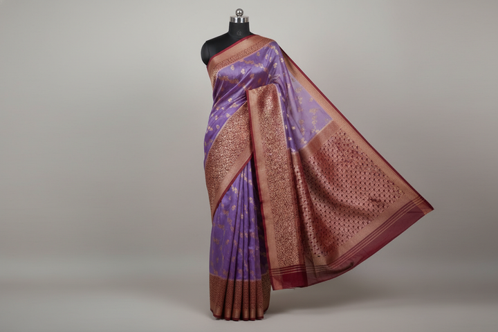 LAVENDER COLOUR RUSSIAN SILK WITH VINE BORDER