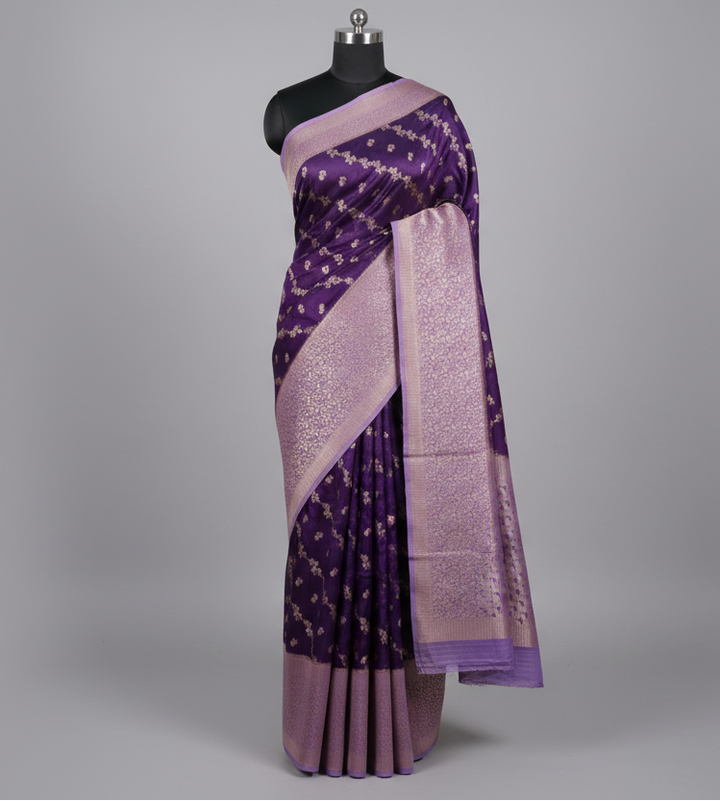 PURPLE WITH LAVENDER BORDER IN RUSSIAN SILK