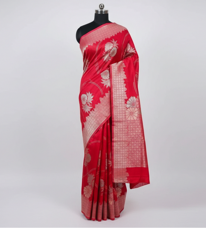 KOREAN SILK IN BRIGHT RED COLOUR