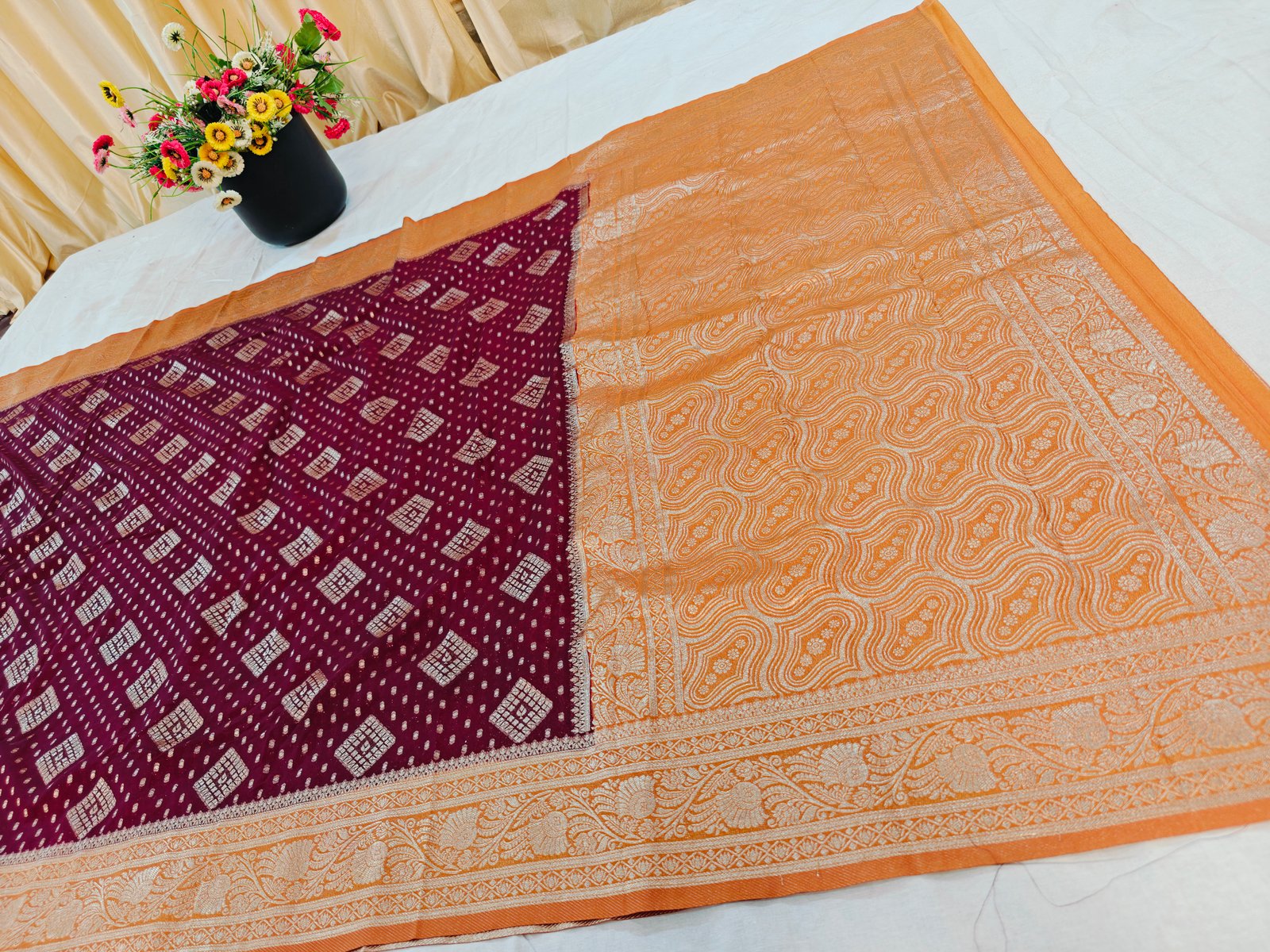 KHADDI GEORGETTE WITH ZARI MOTIFs